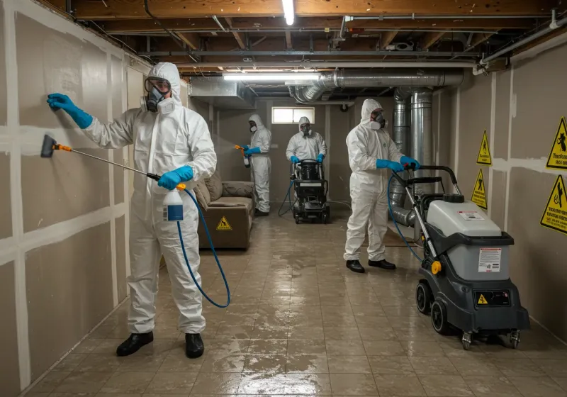 Basement Moisture Removal and Structural Drying process in Chauvin, LA